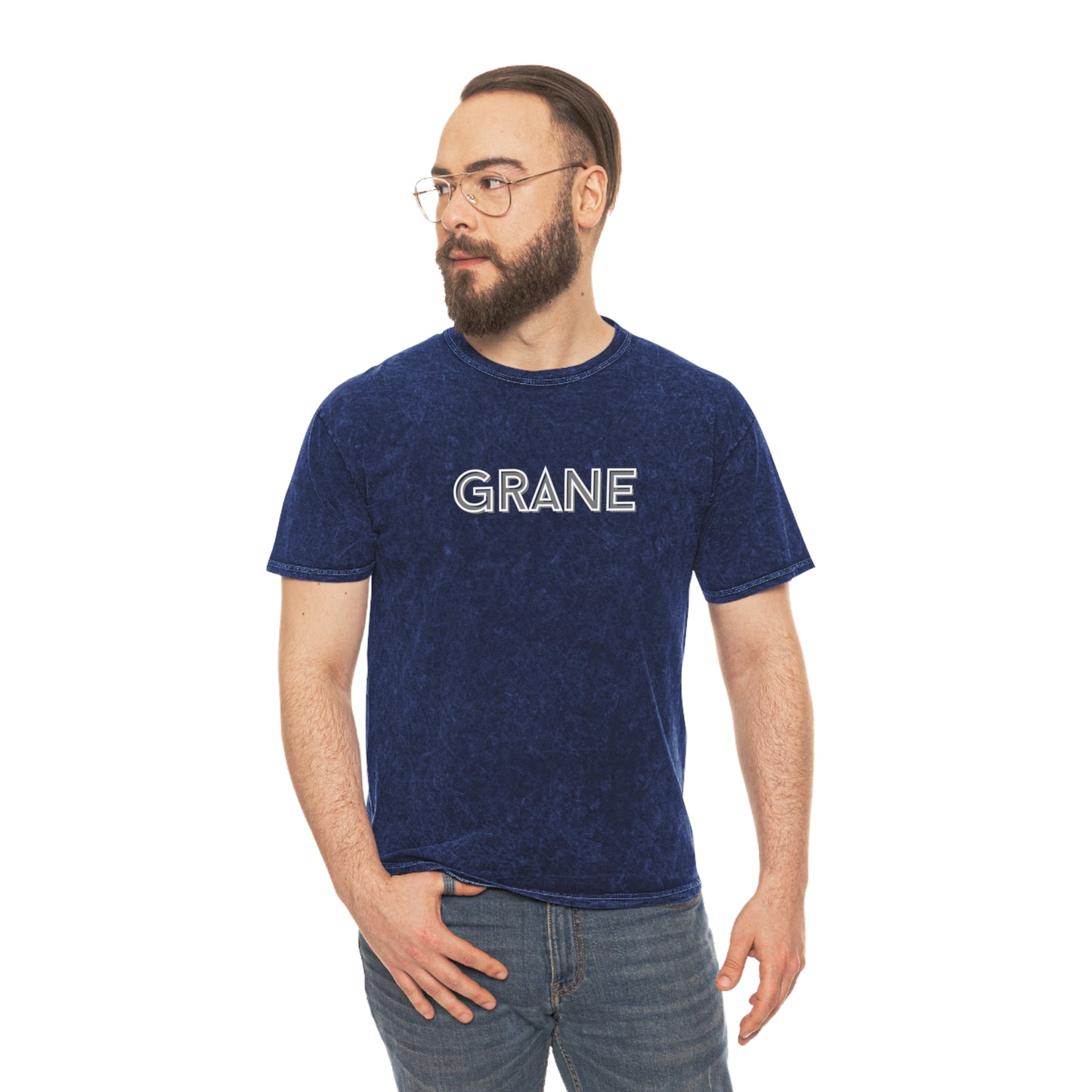 Grane Brand Mineral Wash T-Shirt White Black Back