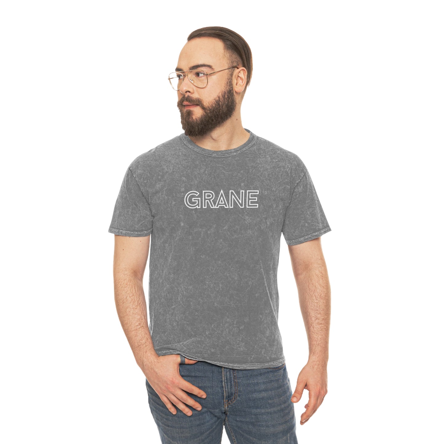 Grane Brand Mineral Wash T-Shirt White Black Back