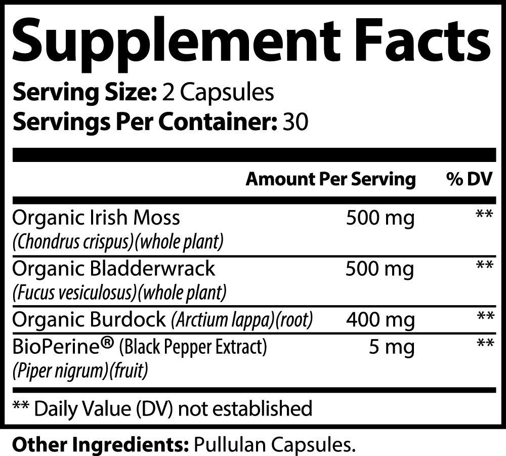 Natural Sea Moss, Bladderwrack, Burdock