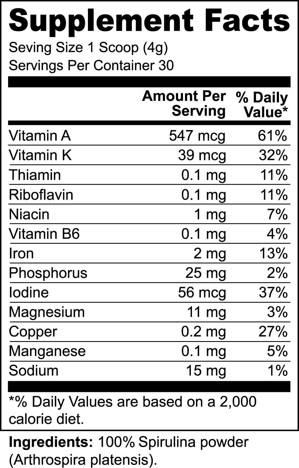 Organic Spirulina Powder for Iron and B Vitamins