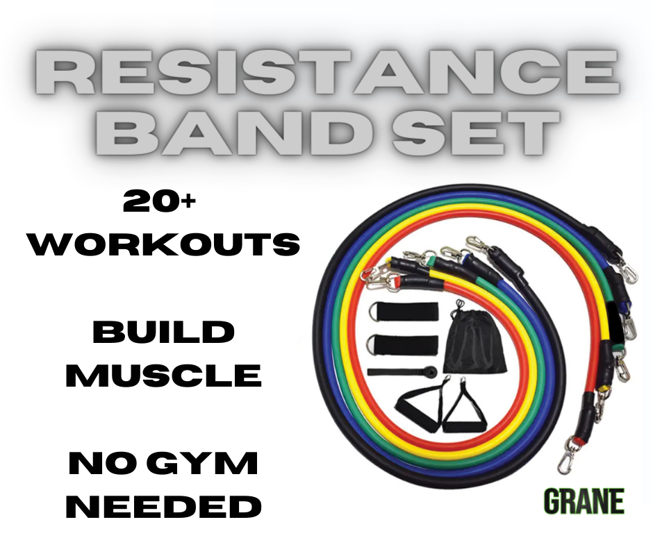 Resistance Bands Premium Multi-Level Set w/ 20+ Workouts To Build Muscle by Grane Fitness