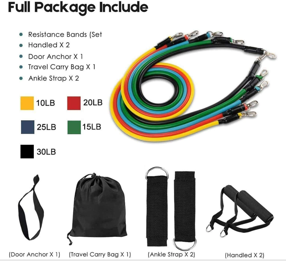 Resistance Bands Premium Multi-Level Set w/ 20+ Workouts To Build Muscle by Grane Fitness